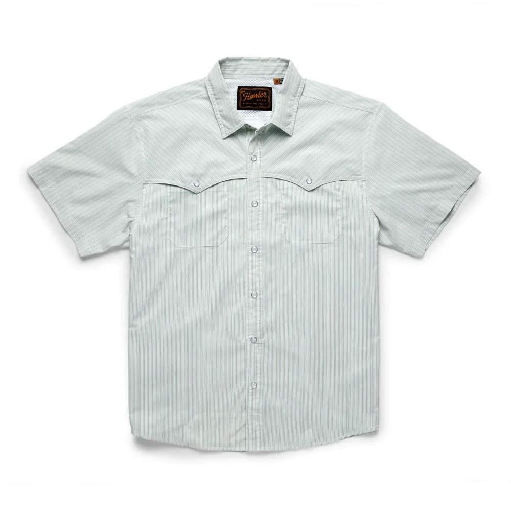 Howler Brothers Men's Light Green Striped Button Down Shirt